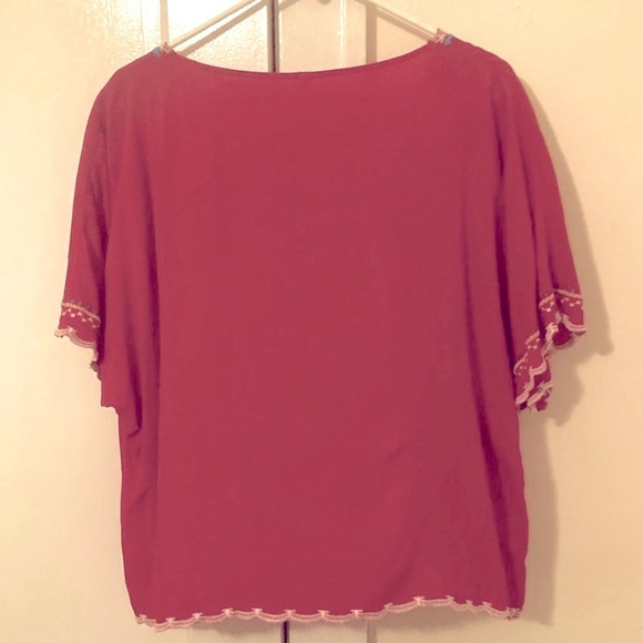 Red Boho Embroidered Blouse - Picture 2 of 5